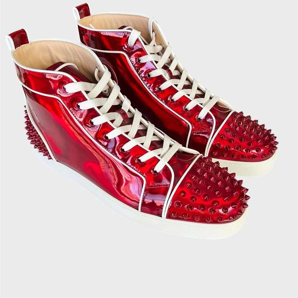 Christian Louboutin Red Patent Spiked Sneakers